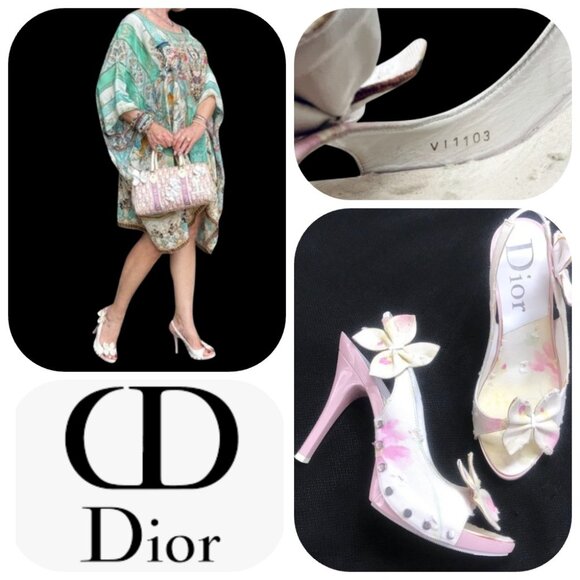 Auc Dior Monogram Vintage Diorissimo Pink Slingback/Sandals IT 36,5 US 6,5 - Picture 13 of 15
